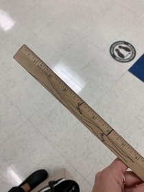 My friend is a middle school teacher and just sent me a picture of this ruler she found on her students desk