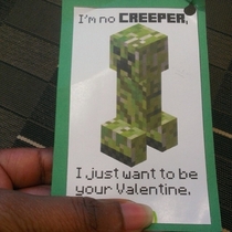 My friend is freaking out because her daughter received this valentines day card She doesnt know anything about minecraft