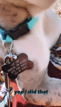 My friend just got a puppy and this is his new name tag