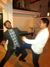 My friend kicking the founder of reddit in the nuts