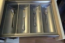 My friend lives alone This is his cutlery drawer