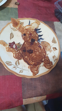 My friend made a Pikachu pancake Here is the result