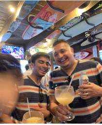 My friend met this guy in a bar in San Diego wearing the same T-shirt and drinking the exact same cocktail What are the odds