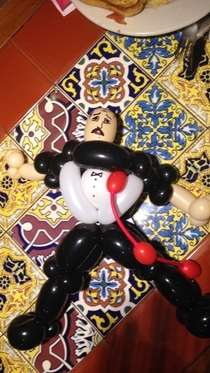 My friend posted this to Facebook A balloon artist came to our table taking requests I asked for Bruce Waynes dead father