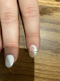 My friend wanted ghosts painted on her nails for Halloween Unfortunately they look like sperm