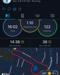 My friend went for a run at  in the morning to draw a willy with her GPS