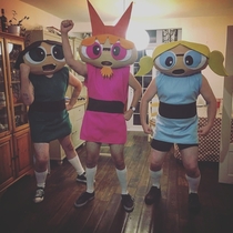 My friends and I as Powerpuffmen for Halloween