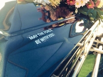 My friends dads  year old cousin passed away last weekend This was on his casket No lie