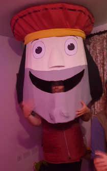 My friends Duloc Mascot costume for our early Shrek Halloween party she couldnt fit through the door