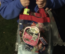 My friends kid got dog food while trick or treating