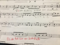 My friends markings on her sheet music