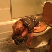 My friends nephew fell asleep taking a dump