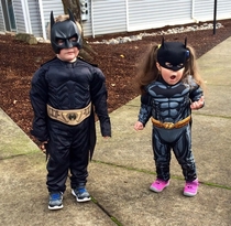 My friends son wasnt super happy that his sister chose to ALSO be Batman for Halloween