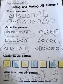 My friends  year old made this AB pattern in school today 