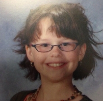 My friends yearbook picture from nd grade Apparently she used to be a lesbian art teacher