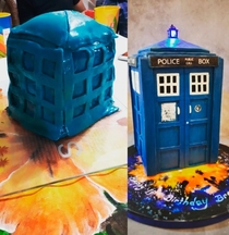 My GF and friends decided to make a Tardis cake