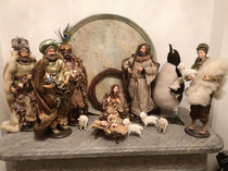 My GF snuck in an unusual character in her parents nativity scene They still havent noticed