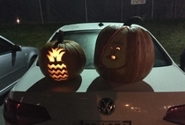 My girlfriend and I went in different directions with our pumpkins
