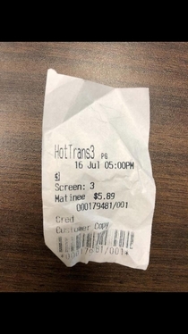 My girlfriend had questions when she saw my receipt for Hotel Transylvania 