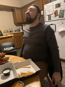 My girlfriend took a photo of me after eating  Blazin Carolina Reaper wings from Buffalo Wild Wings