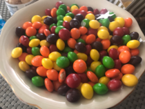 My girlfriends aunt put out a bowl of skittles mixed with MampMs and its the most chaotic thing Ive ever witnessed in my life