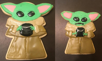 My girlfriends baby Yoda cookie vs whatever the hell I made