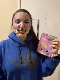 My girlfriends narwhal face mask