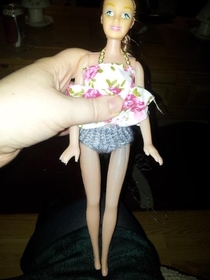 My Gran knitted my nieces Barbie a pair of pants to save her dignity