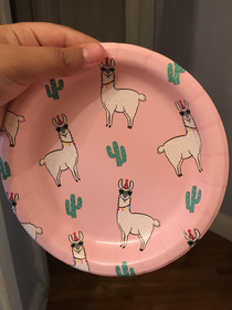 My grandma has paper plates with party llamas on it