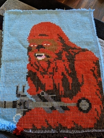 My grandma made this Chewbacca bath mat because she knows I like Star Wars