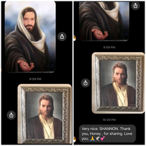 My grandma often sends me photos of Jesus last night I replied by sending her a picture of Obi Wan Kenobishe thought he was Jesus 