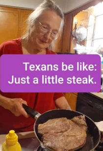 My grandmother in law cooking herself a steak