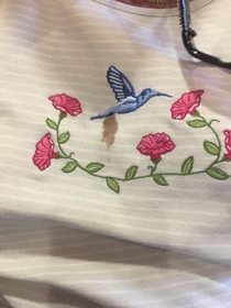 My grandmother spilled some ice cream on her shirt