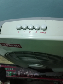 my grandpas fan has a grill button