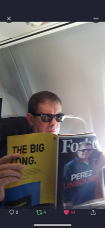 My high school gov teacher put himself on a cover of Forbes and read it on a plane while he sat in first class for the first time in his life