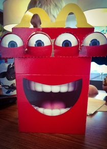 My kid actually figured out how to make his Happy Meal creepier