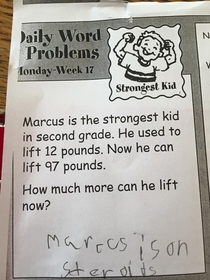 My little cousin nails a test question