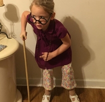 My little sister on old person day at her school