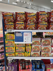 My local grocery store advertising to students with ramen noodles