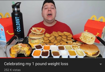 My man this is not how to celebrate losing pounds
