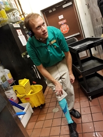 My manager wears a different pair of cool socks every day These are his today the Sockness Monster
