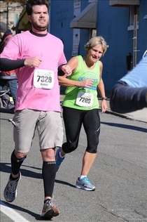 My marathon finish line glory photo was ruined by the smiling old lady who was about to pass me