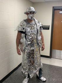 My math teacher dressed as Foil Man