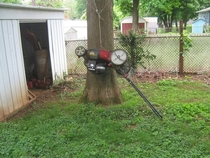 My mom accidentally mowed over the clothes line