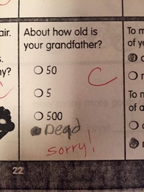 My mom found one of my old tests from over  years ago when I was just a wee lad