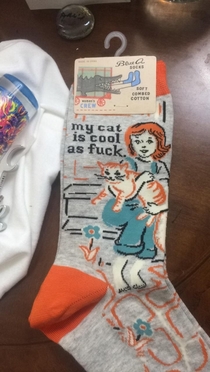 My mom got me the coolest socks I will ever own My cat liked them too