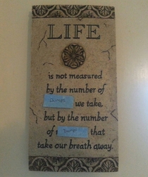 My mom has this hanging by the bathroom My brother made some adjustments
