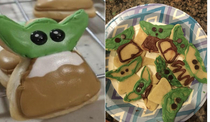 My mom recently tried making some Baby Yoda cookies
