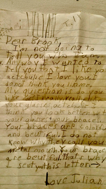 My mom saved the letter I wrote to my crush in nd grade