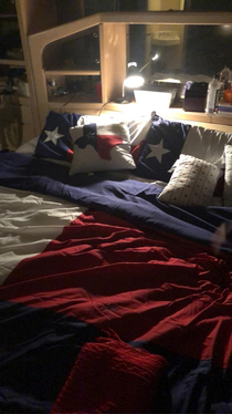 My mom told me she bought me new American Flag bedding for my bedroom I live in New York